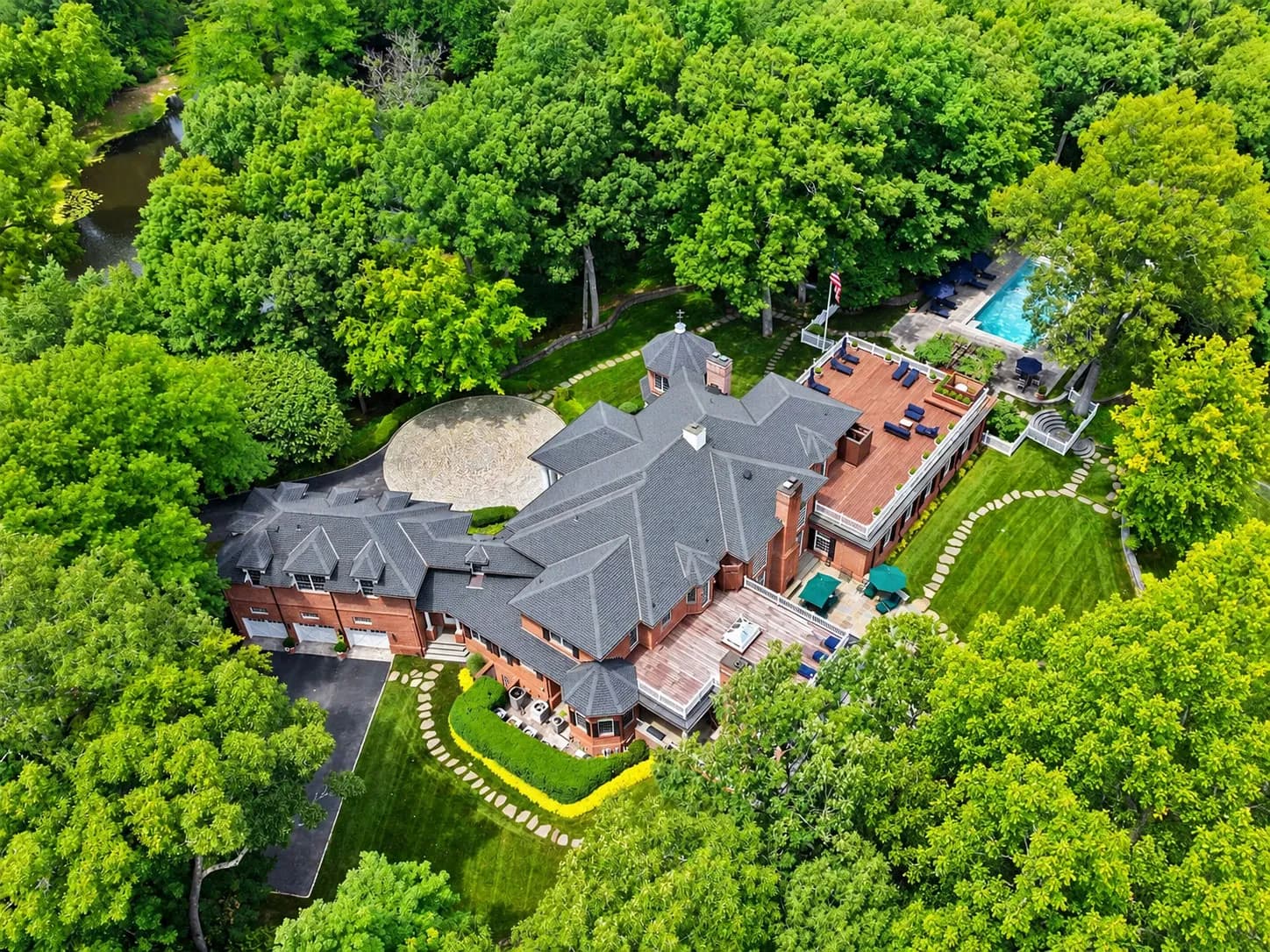 Brick Colonial on 9 Acres With an Indoor Sports Court in Chappaqua